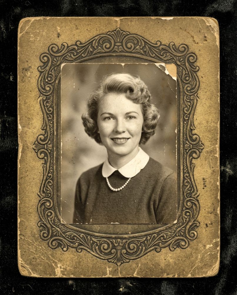Studio portrait of an unidentified woman, about 1952