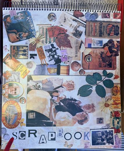 Collaged scrapbook cover