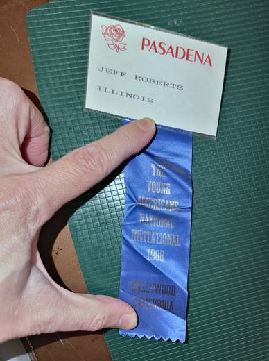 Pasadena name badge and ribbon